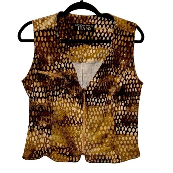 Christian LLinares Snake Print Zip Front Vest Large - Picture 1 of 1